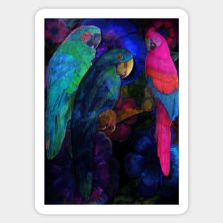 BRIGHT TROPICAL DECO POSTER ART PRINT TRIO MACAW PARROT EXOTIC DESIGN Sticker